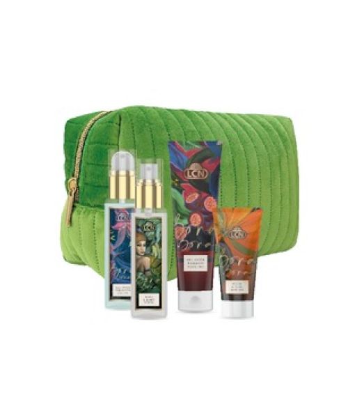 Подарунковий набір з екзотичним ароматом: пілінг, крем, спрей для волосся та тіла, олія для рук та нігтів LCN Bora Bora Set
