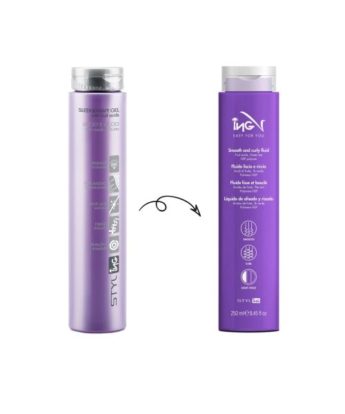 Гель / флюїд для прямого та кучерявого волосся з фруктовими кислотами сильної фіксації ING Styling Sleek And Wavy Gel With Fruit Acids 3* / Smooth And Curly Fluid *