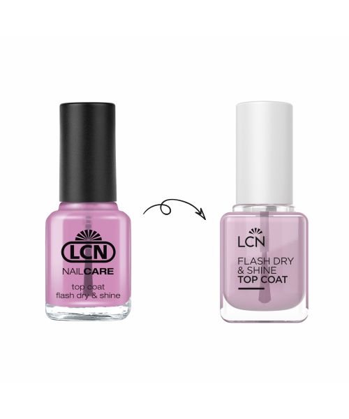 Топове покриття для лаку з миттєвим висиханням та глянцем LCN Top Coat Flash Dry & Shine Топове покриття для лаку з миттєвим висиханням та глянцем LCN Top Coat Flash Dry & Shine